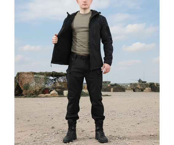 Фото: “Костюм Soft Shell ESDY на флисе, черный (4 кармана)”, купить в интернет магазине