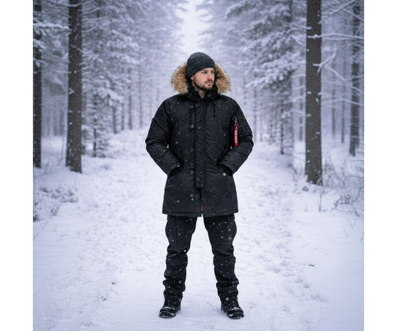 Фото: “Куртка Аляска ALPHA N-3B SLIM FIT REPLICA BLACK/ORANGE”, купить в интернет магазине