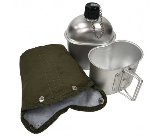 Фото: “Походный армейский набор фляга+котелок в чехле - Фляга объемом 1000 мл. + котелок 600 мл”, купить в интернет магазине