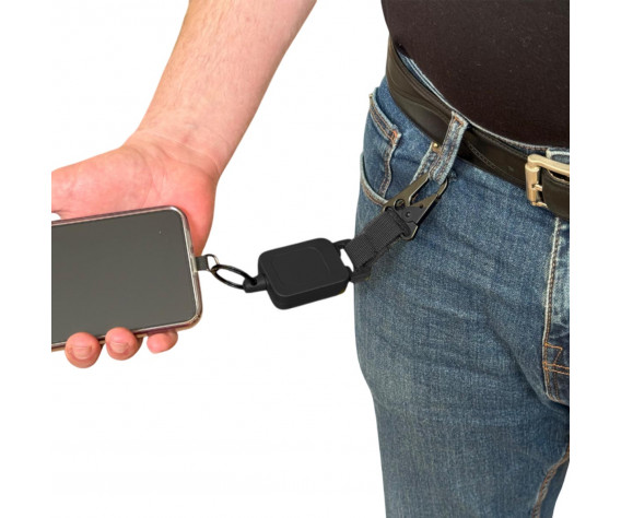 Фото: “Ретрактор с карабином для телефона многофункциональный (Черный)”, купить в интернет магазине