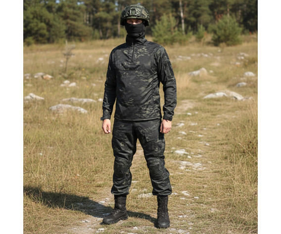 Фото: “Тактический костюм черный мультикам с наколенниками и налокотниками”, купить в интернет магазине