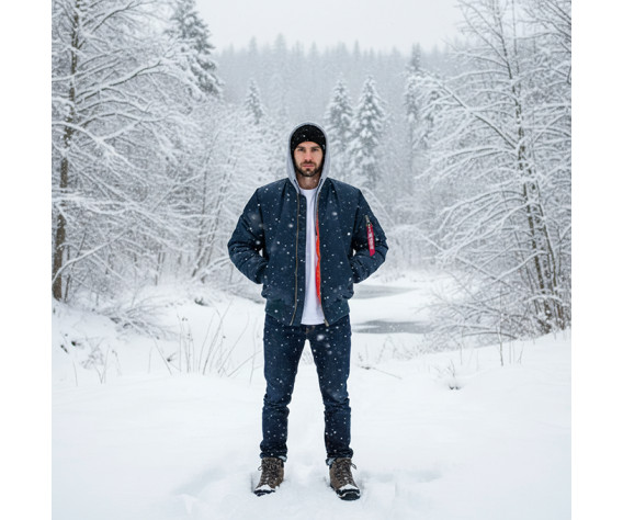 Фото: “Куртка Бомбер ALPHA с капюшоном СИНИЙ”, купить в интернет магазине